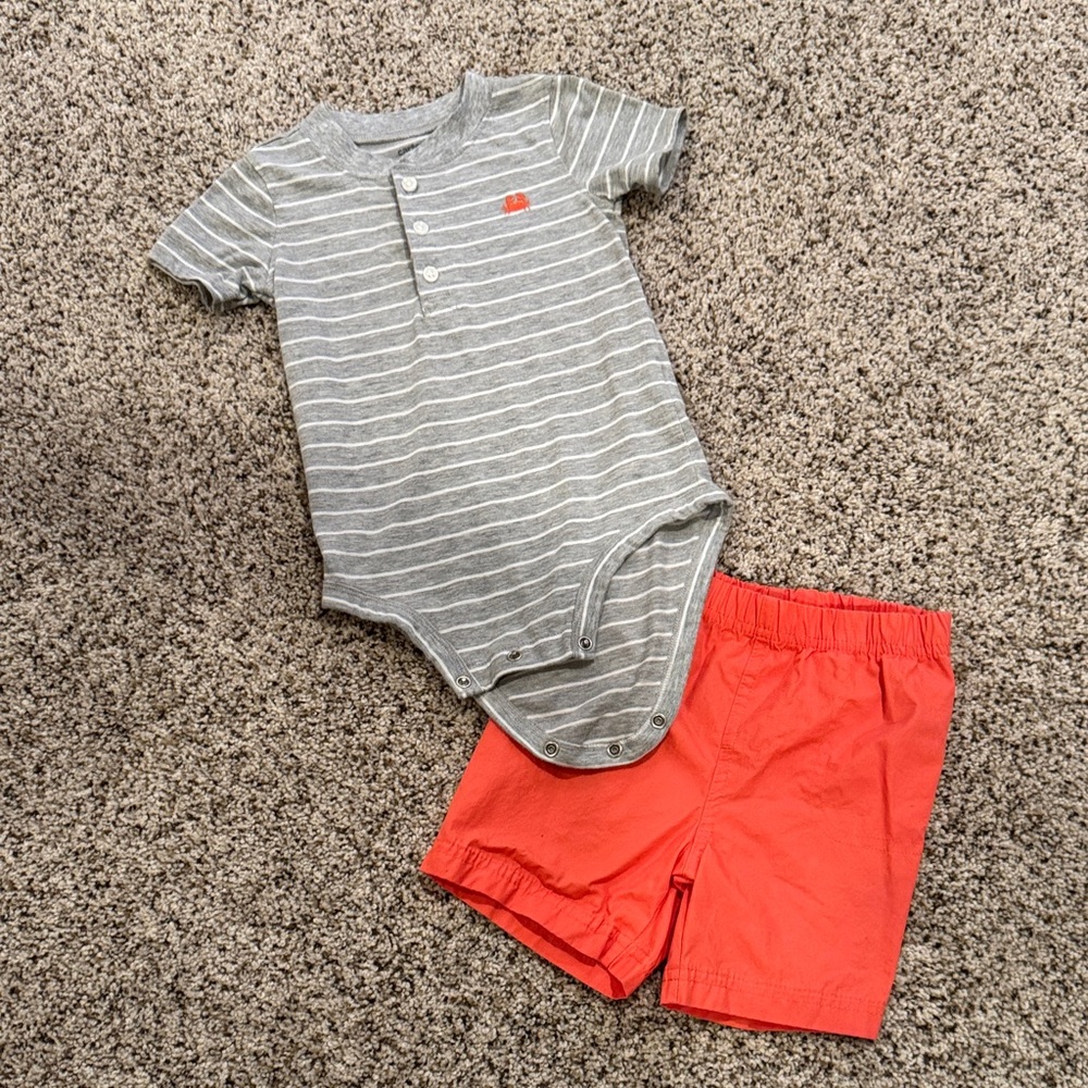 Carter's Gray and Red Striped Kids Matching Set